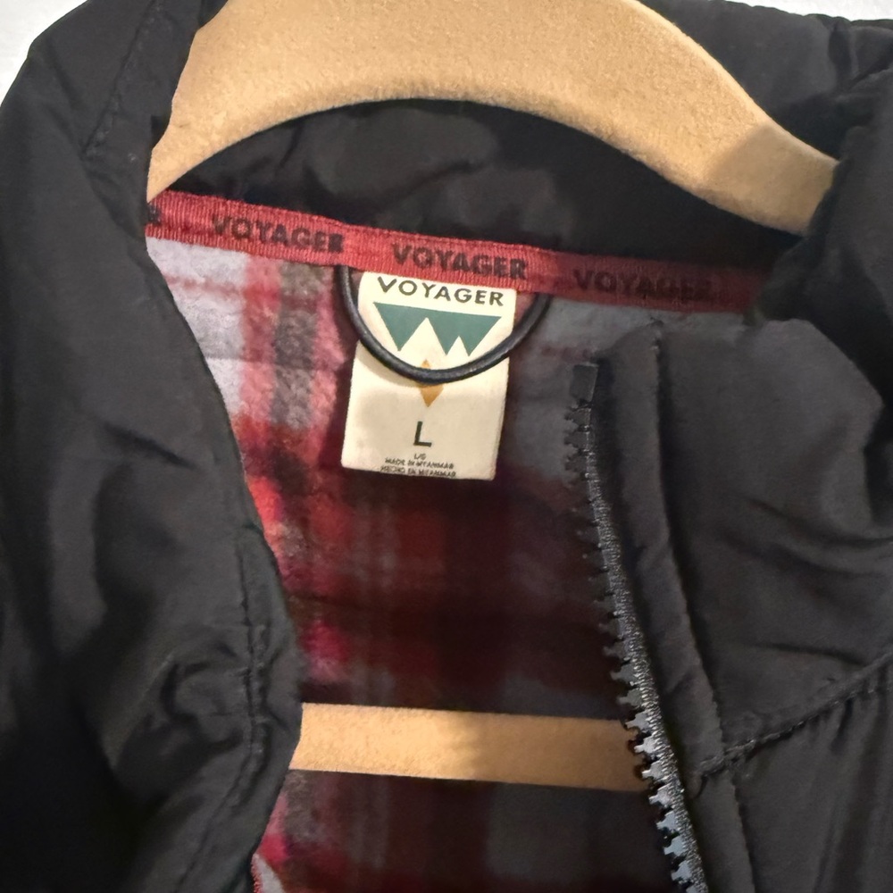 Men's L Voyager Black Polar Fleece Lines Puffer Jacket - Picture 3 of 4